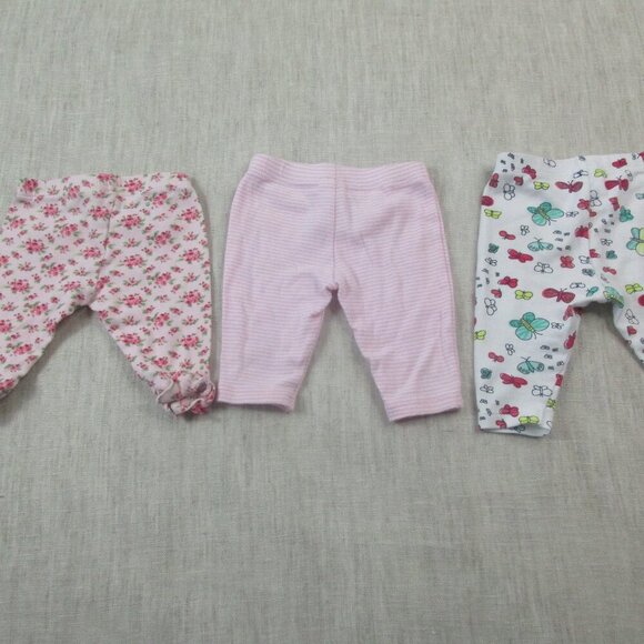 Lot of 3 Carter's Leggings Baby Girl Newborn Pink Floral Butterfly Elastic Waist - Picture 3 of 3